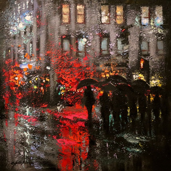 A Rainy Day in New York Painting by Chin h Shin