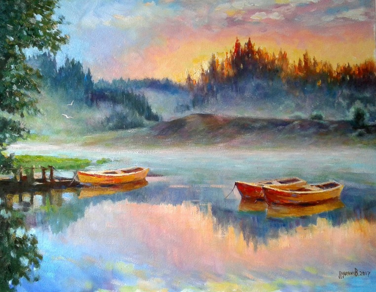 Vladimir Lutsevich - Landscape with boats