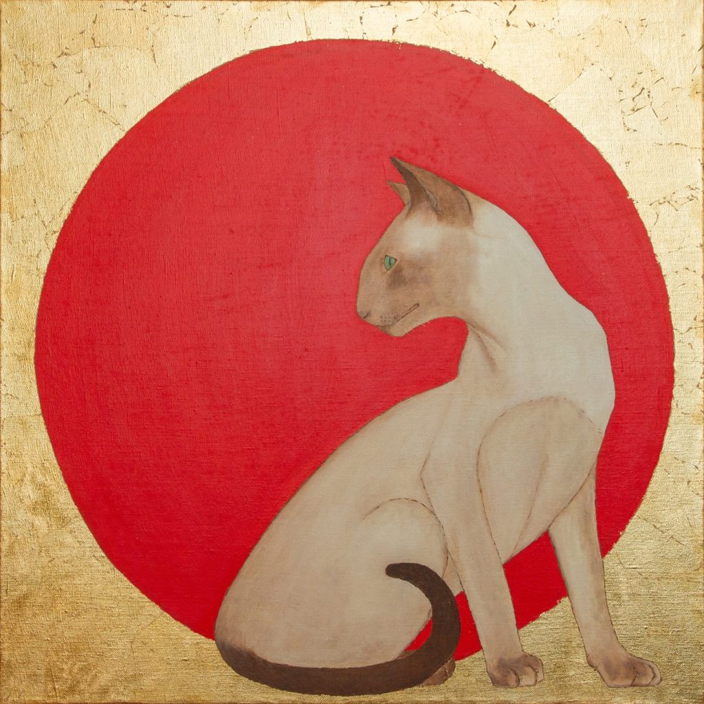 Yuliia Ustymenko - Oriental cat. Oil painting with gold leaf