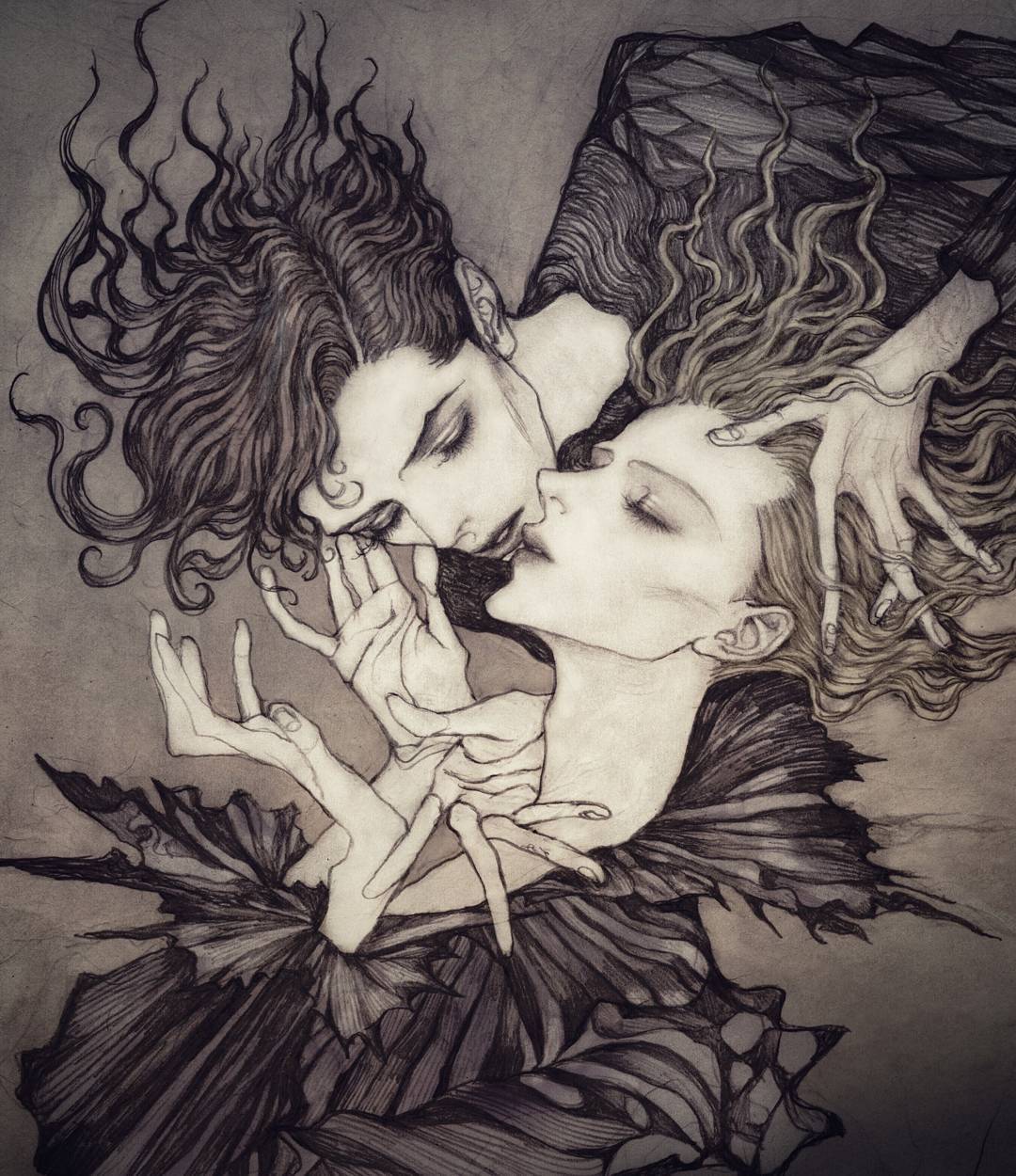 Страсть карандашом. Rebecca Yanovskaya художник. Art illustration Gothic. Чувственное произведение